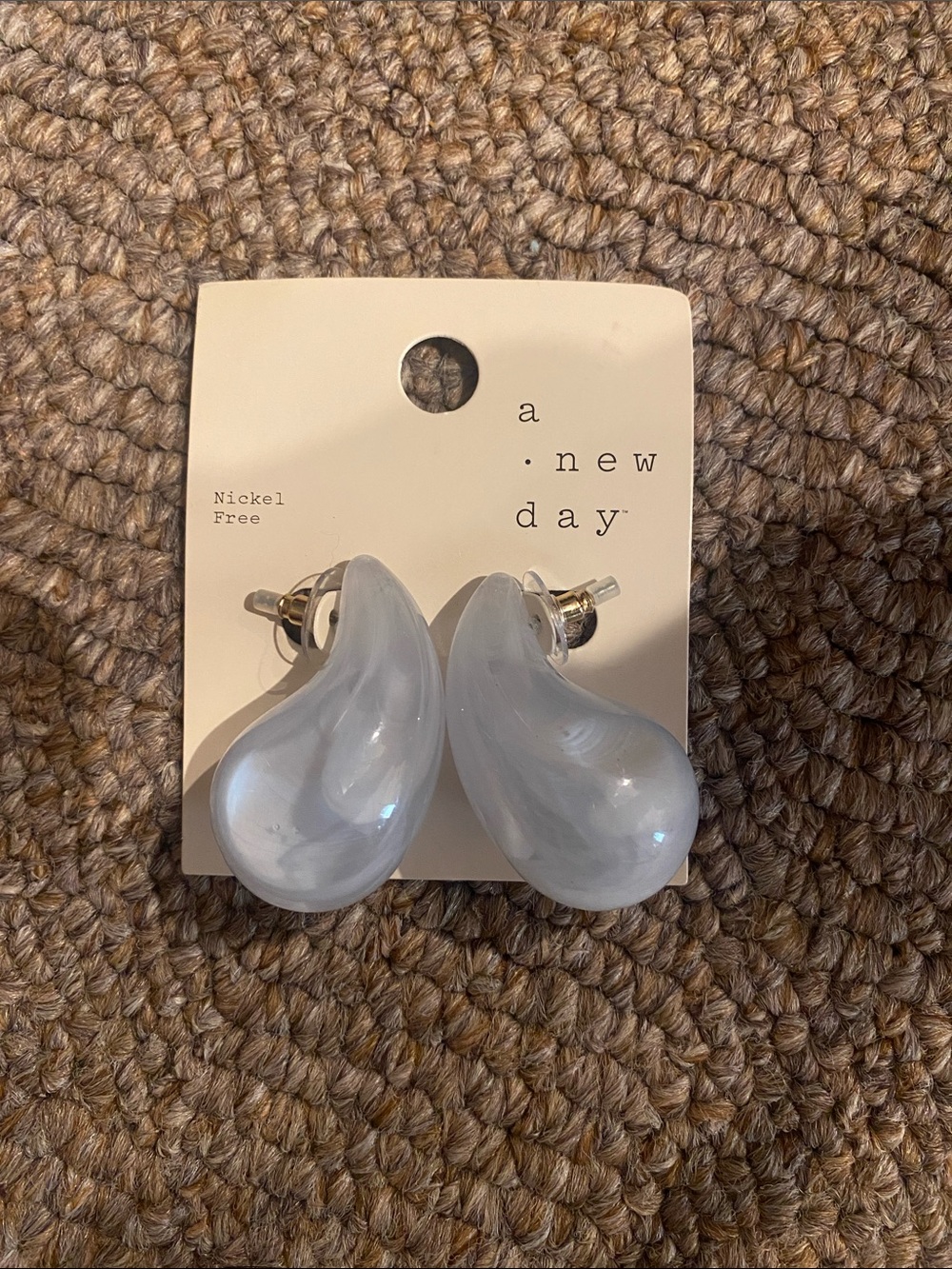 a new day Iridescent White Teardrop Resin Earrings